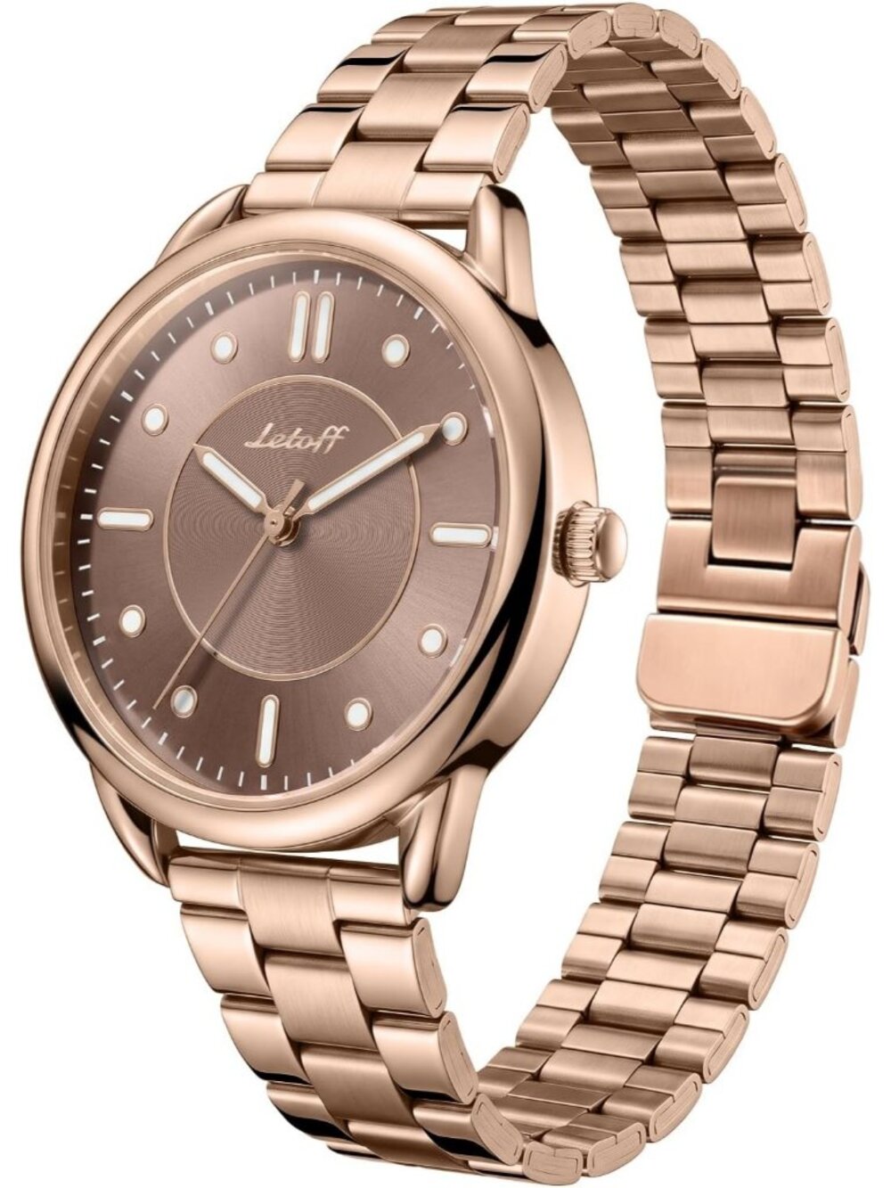 Women's Brown Stainless Steel Magnetic Adjustment Band Elegant Wrist Watches